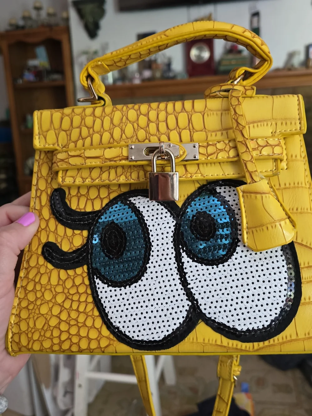 Winky Eye or SpongeBob Cross body bag purse Yellow - Picture 3 of 8